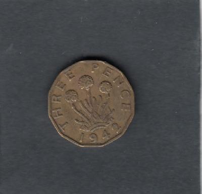 Beschrijving: 3 Pence  GEORGIUS VI